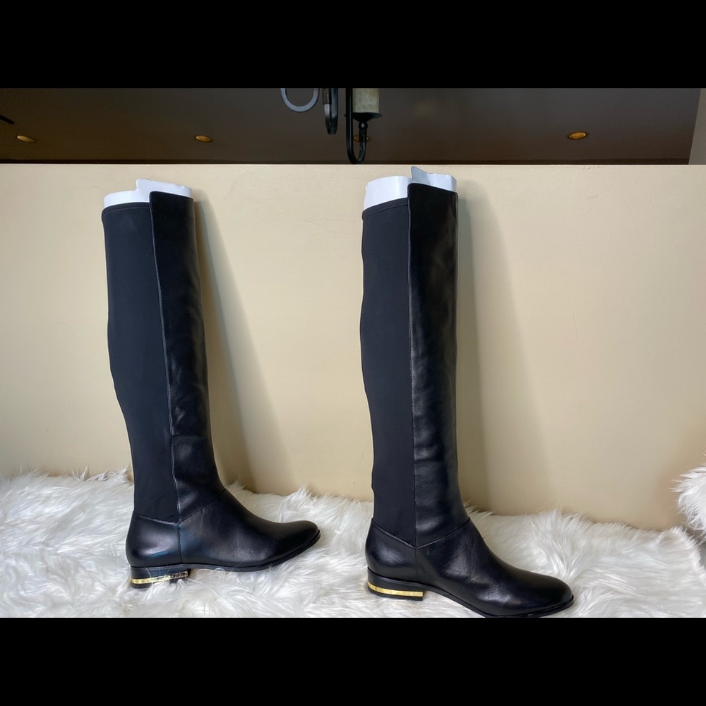 ANN TAYLOR BLACK LEATHER RIDING BOOT - Picture 5 of 16